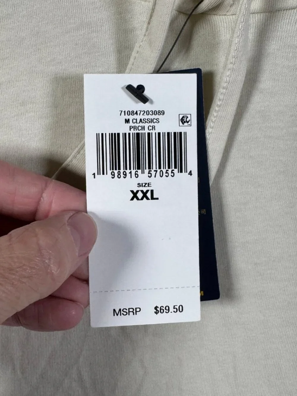 Polo Ralph Lauren Hooded Shirt Mens XXL Cream Hoodie Lightweight Tee $70